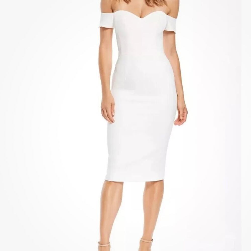 Dress The Population Off White Bailey Midi Body-Con Dress Size L